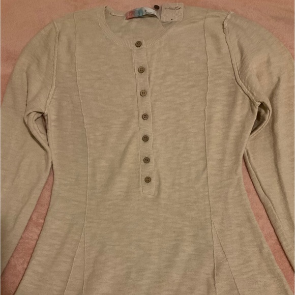 🆕FREE PEOPLE BEACH XS CREAM MILES OF HENLEY MAXI DRESS NATURAL EL TOPO SWEATER - Picture 12 of 15